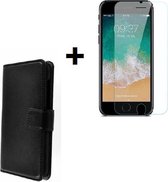 iPhone SE 2020 hoesje Bookcase - iphone Se 2020 Screenprotector - iphone Se 2020 Hoesje Wallet Cover zwart + Screen Protector Tempered Gehard Glas / Glazen