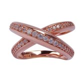Brigada - ring met zirkonia steentjes - rosé veguld - maat 17 - 925 sterling zilver