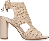 Sacha - Dames - Beige opengewerkte sandalen met hak - Maat 42