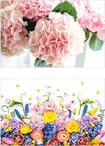 10x dubbele wenskaart met envelop - Blanco Bloemen - Zonder Tekst - 11,5 x 17 cm