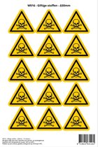 Pictogram sticker W016 - Giftige stoffen - Δ50mm - 15 stickers op 1 vel