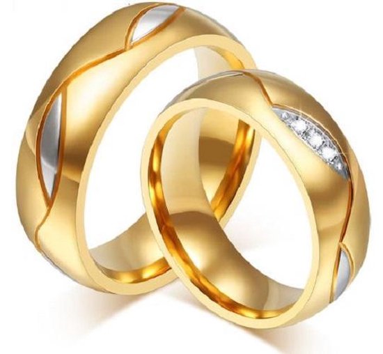 Jonline Prachtige Ringen voor hem en haar Goudkleur | Trouwringen|Vriendschapsringen|Relatieringen - Jonline