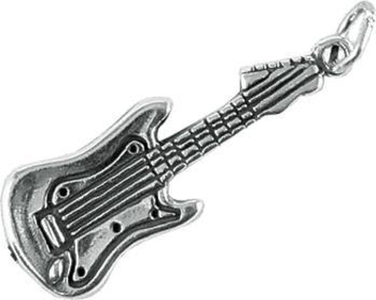 Zilveren hanger basgitaar