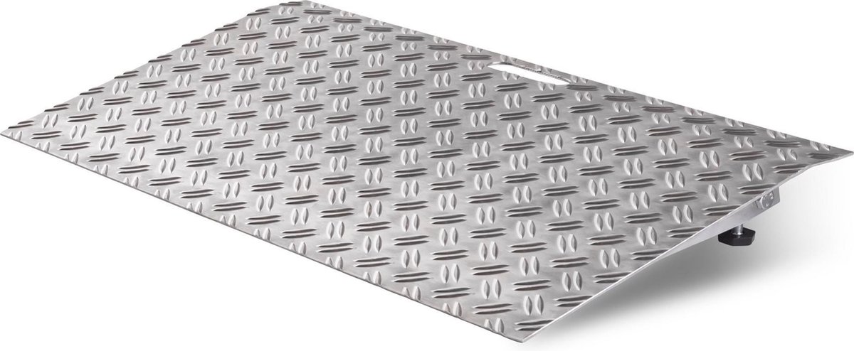 Goedkoopste Aluminium Drempelhulp Verstelbaar 7,5 Tot 10 cm - Toepassingsgebied Binnen, Buiten - Breedte 72 / 87 cm - Hoogte - Diepte 60 6 cm (het rechte gedeelte aan de voorzijde is 6 cm) - Antislip - Oprijplaat - Drempelhelling - Oprijhelling