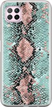 Huawei P40 Lite hoesje siliconen - Slangenprint pastel mint | Huawei P40 Lite case | mint | TPU backcover transparant