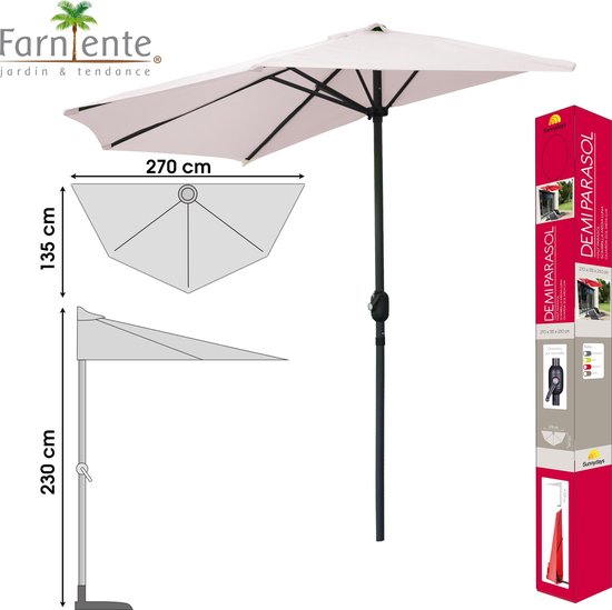 Farniente - Balkon Parasol Demi 270x135x230cm Zandkleur - Urban Living  Parasol | bol.com