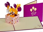 Popcards popupkaarten - Box met vrolijke Ballonnen Verjaardag Felicitatie pop-up kaart 3D wenskaart