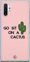 Samsung Note 10 Plus hoesje siliconen - Go sit on a cactus | Samsung Galaxy Note 10 Plus case | Roze | TPU backcover transparant
