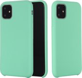 Voor iPhone 11 effen kleur vloeibare siliconen schokbestendige hoes (blauwgroen)
