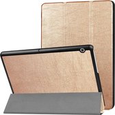 Voor Huawei MediaPad T3 10 Custer Texture Horizontaal Flip Leren Case met Drie-vouwbare Houder (Goud)