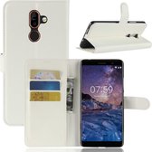 Voor Nokia 7 Plus PU + TPU Litchi Texture Horizontaal Flip Leren Case met Portemonnee & Houder & Kaartsleuven (Wit)