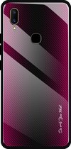 Voor Vivo V11 Texture Gradient Glass Protective Case (Rose Red)
