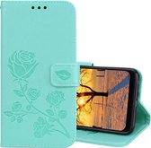 Rose reliÃ«f horizontale Flip PU lederen tas voor Geschikt voor Xiaomi Pocophone F1, met houder & kaartsleuven & portemonnee (groen)