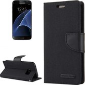 GOOSPERY CANVAS DAGBOEK voor Samsung Galaxy S7 canvas textuur horizontale flip lederen tas met kaartsleuven en portemonnee en houder (zwart)