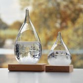MikaMax Stormglas Large - Donderglas - Barometer - Weerglas - Voorspelt het Weer - Incl. Houten Standaard - ø 10 x 23 cm