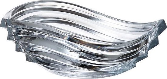 Transparante Crystalite Bohemia kristallen schaal met golvend design en een lengte van 30,5 cm.
