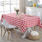 GreenLives - Luxe Tafelkleed Ruitje - 200 x 140 cm - Rood - 100% Polyester - Boerenbont tafelkleed - Water afstotend - Voor binnen en buiten!