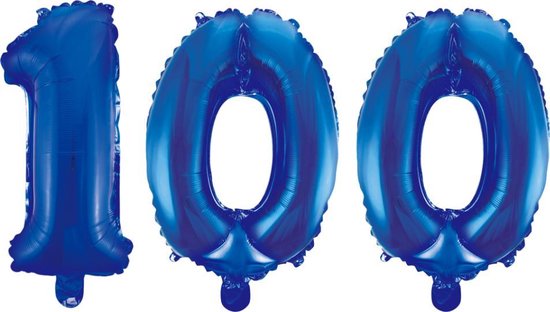 Folieballon 100 jaar blauw 41cm
