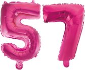Folieballon 57 jaar roze 86cm