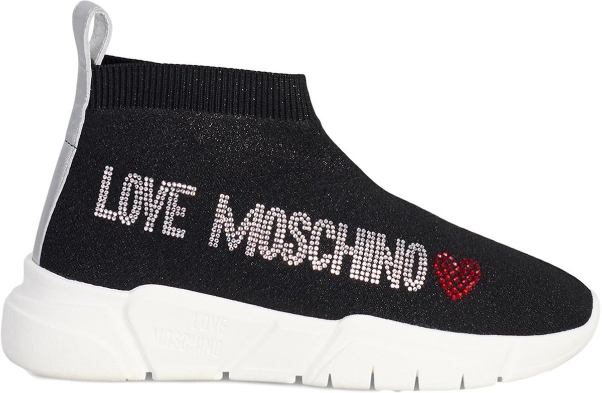 Love Moschino Sock Runner Low Glitter Black | bol.com