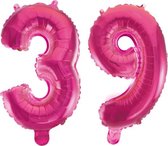 Folieballon 39 jaar roze 86cm