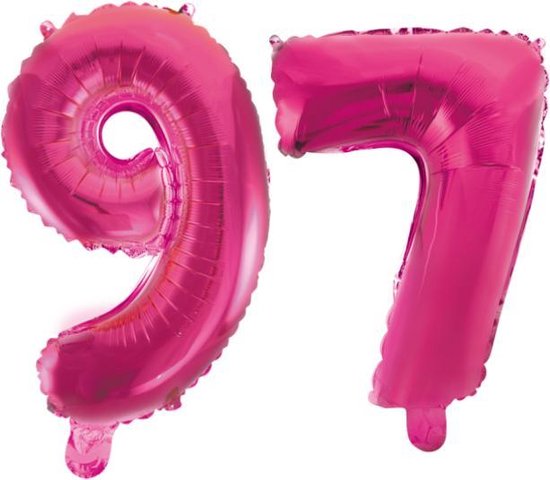 Folieballon 97 jaar roze 86cm