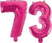 Folieballon 73 jaar roze 41cm
