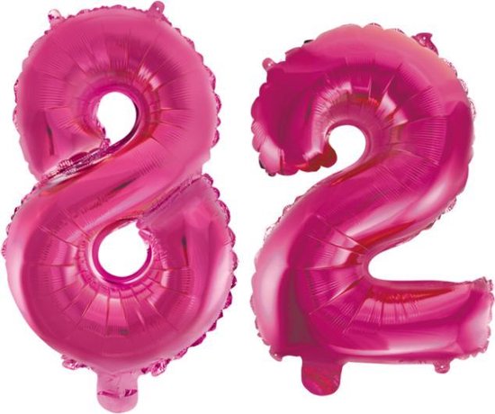 Folieballon 82 jaar roze 86cm