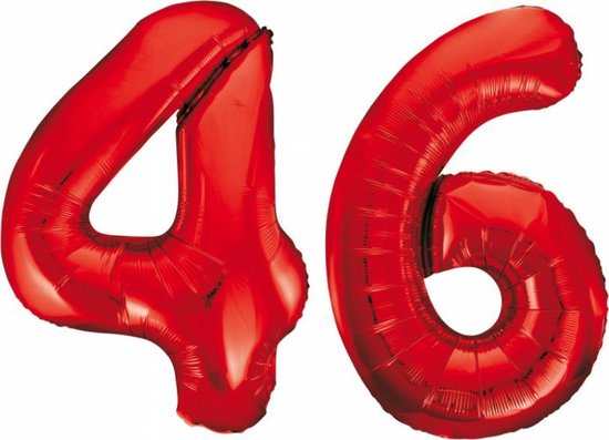 Folieballon 46 jaar rood 86cm