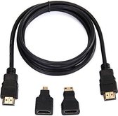 3in1 High Speed HDMI 19 Pol naar Micro HDMI kabel Adapter (A-D) en Mini HDMI Adapter