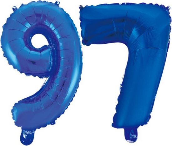 Folieballon 97 jaar blauw 41cm
