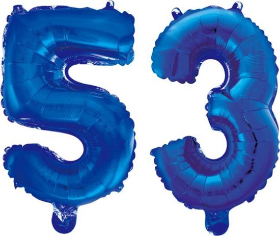 Folieballon 53 jaar blauw 41cm