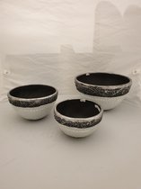 Set van 3 potten mozaiek wit 30/25/20 cm