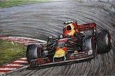 3D art Metaalschilderij - handgeschilderd - Formule 1 wagen rood - 120 x 80 cm
