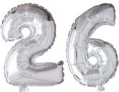 Folieballon 26 jaar zilver 41cm