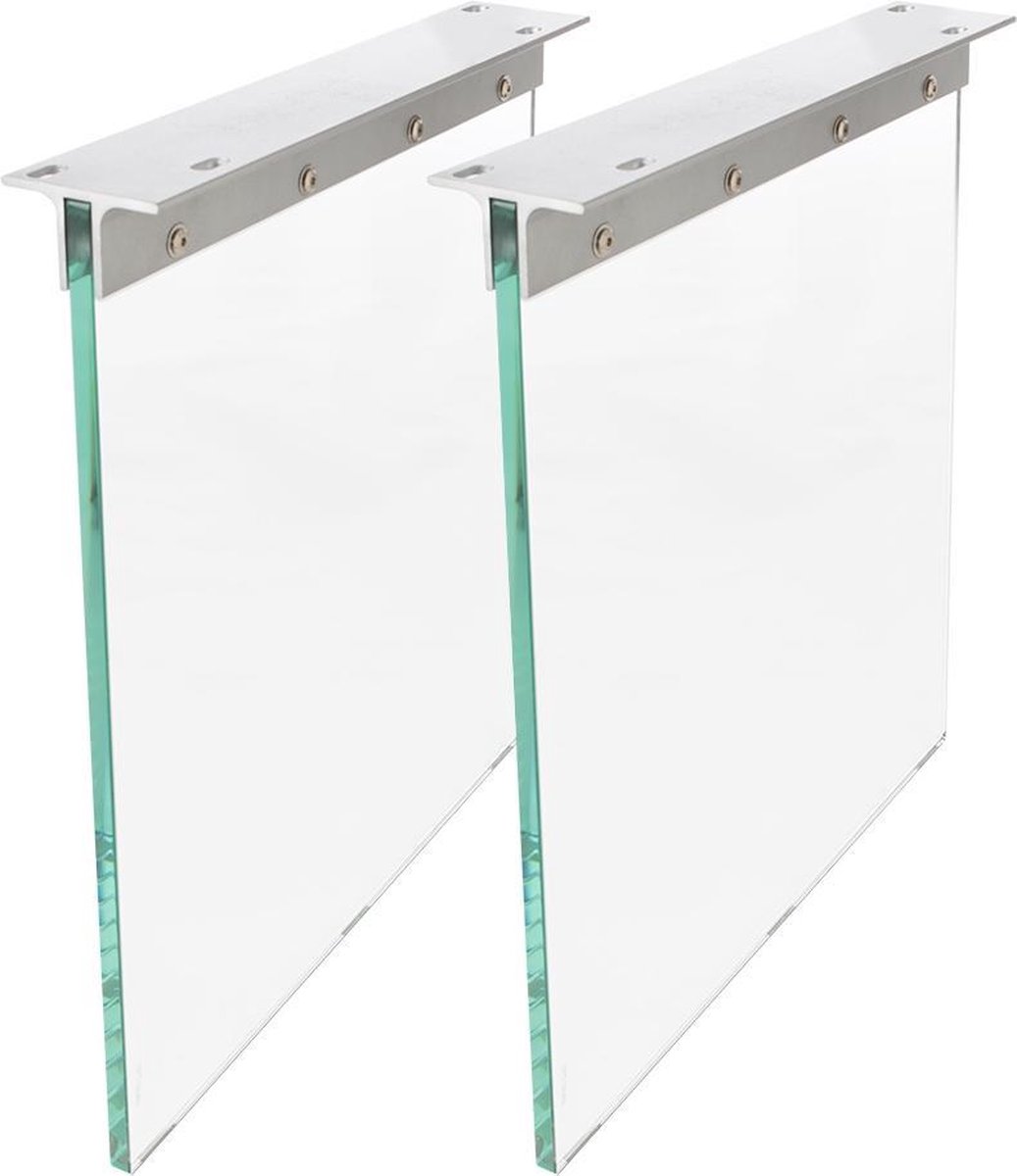 DELIFE Tafelpoten boomtafel Live-Edge 60x2 cm glas (set van 2). Transparant