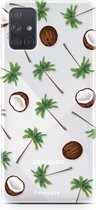 Fooncase Hoesje Geschikt voor Samsung Galaxy A51 - Shockproof Case - Back Cover / Soft Case - Coco Paradise / Kokosnoot / Palmboom