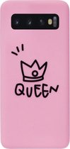 ADEL Siliconen Back Cover Softcase Hoesje Geschikt voor Samsung Galaxy S10 - Queen Roze