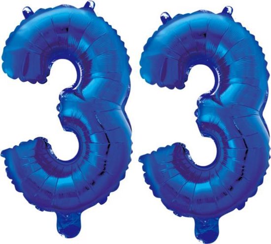 Folieballon 33 jaar blauw 86cm