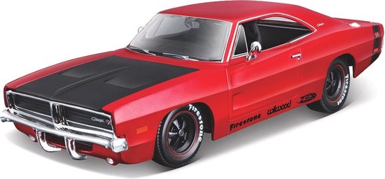 MAISTO Dodge CHARGER R/T 1969 1:24 - rood/zwart