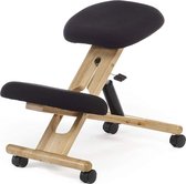 Kniestoel ErgoHealth Zwart - Ergonomische bureaustoel  op wielen - Bureaustoel van Beukenhout - Kniestoel voor een betere houding - Ergonomische kniestoel