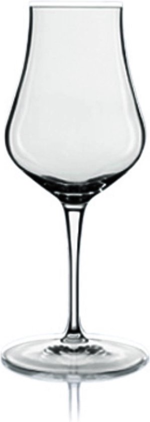 Glas met een brede kelk, smalle opening en een hoge, slanke steel.