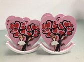 Trouwdecoratie hartvormig, roze ( 4 stuks )