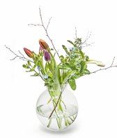 Glazen vaas / Bolvaas met kraag 19 cm hoog diameter 19 cm