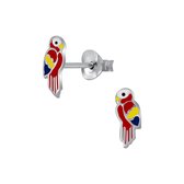Joy|S - Zilveren papegaai oorbellen 3 x 8 mm