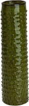 Cosy @ home Vaas glazed embossed dots groen 9,5x9,5xh34cm cilindrisch aardewerk
