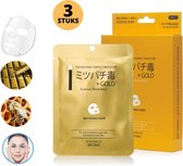 MITOMO Premium Gold & Bee Venom Gezichtsmasker - Vermindert Stress,Rimpels,Acne,Puistjes en Huidveroudering - Gezichtsverzorging Masker - Face Mask Beauty - 3-Pack