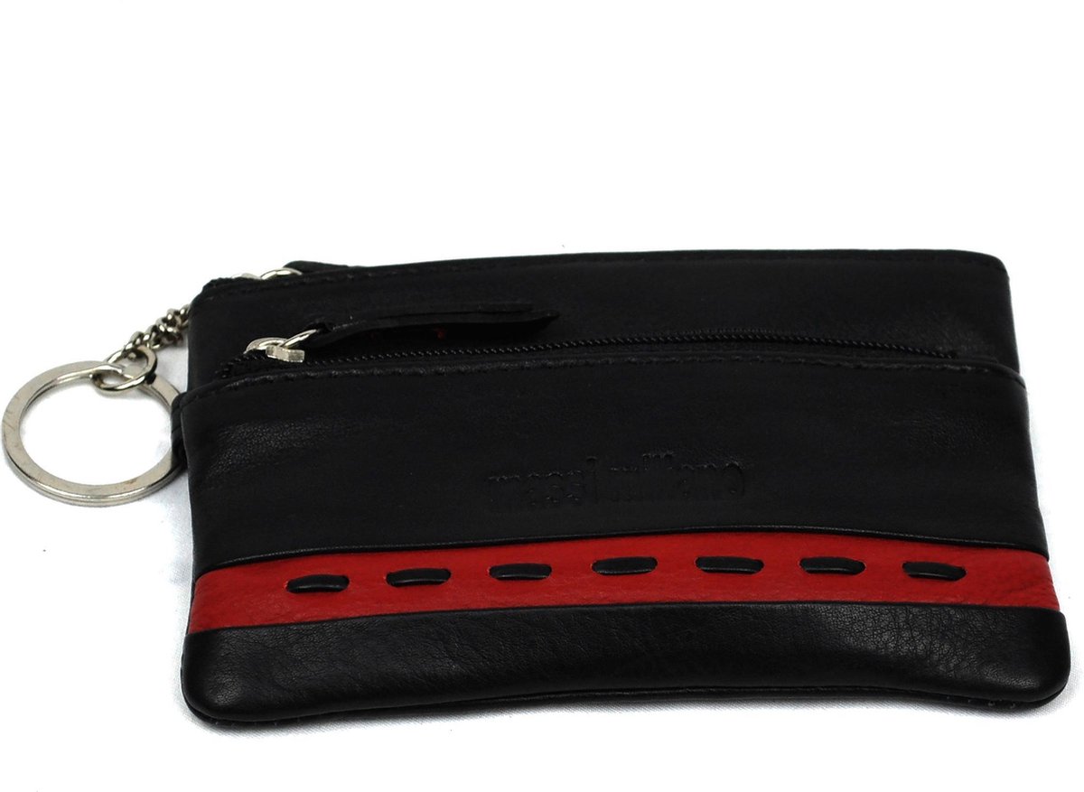 Massi Miliano Sleutel-etui Nappa Leer Unisex Zwart/Rood - (RG-9091-(6+36) -12.5x1x8cm -