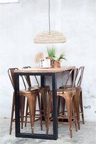 Bartafel Zwart & Bruin - Hout & Metaal - 4cm Dik Blad - 140x70x110cm - Bartafel Jack - Giga Meubel