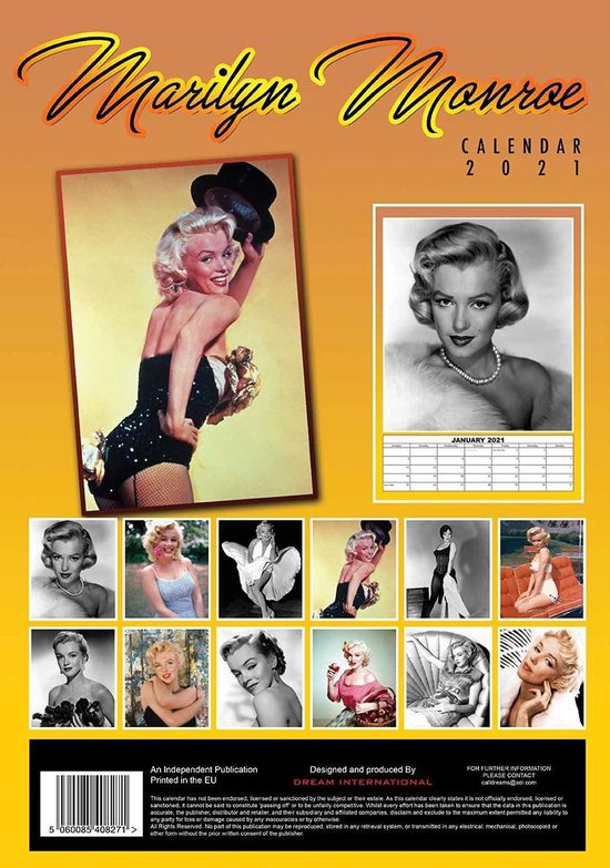 Marilyn Monroe Kalender 2021 A3  bol.com